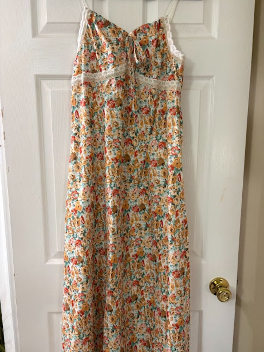 SHEIN Vintage Style Floral Print Lace Patchwork Spaghetti Strap Dress LARGE - Picture 3 of 3